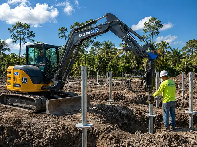 Helical Pile Installation in Progress